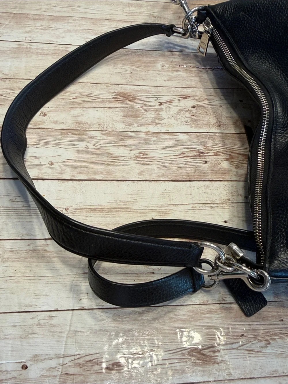 Coach Black Pebbled Leather Hobo Shoulder Bag with Silver Hardware